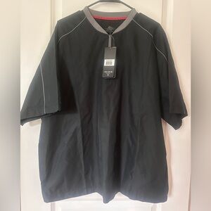 NWT Mizuno Men's black batting jacekt, Short Sleeve 1/4 Zip ,Large